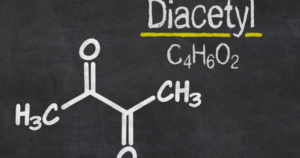 Blackboard with the chemical formula of Diacetyl