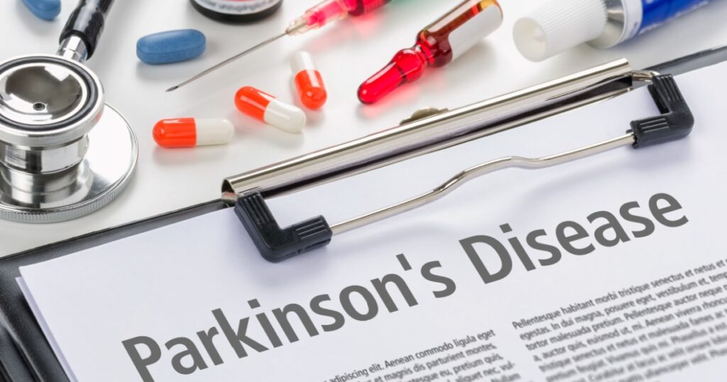 The diagnosis Parkinsons Disease written on a clipboard
