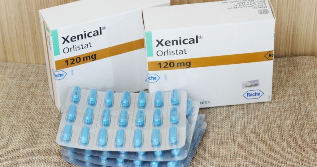 Johor,Malaysia-November 18,2017. Xenical,drug for obesity problem by Roche, a Swiss multinational healthcare company