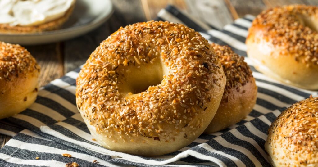 Round Warm Everything Bagels Ready to Eat