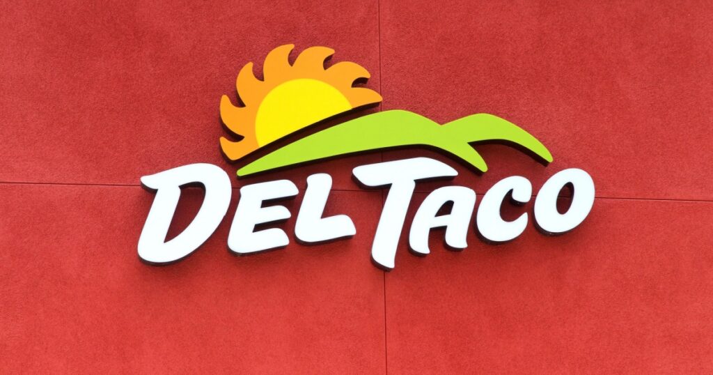 Irvine, CA - June 16, 2018: Del Taco Restaurants Inc, a fast food restaurant chain that specializes in American style Mexican cuisine as well as American foods such as burgers, fries, and shakes