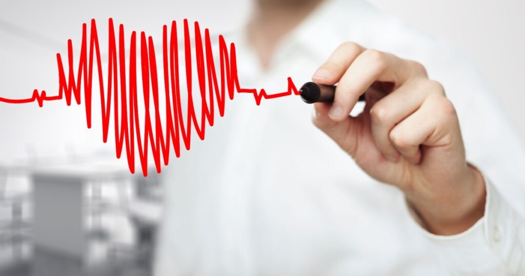 High resolution man drawing chart heartbeat