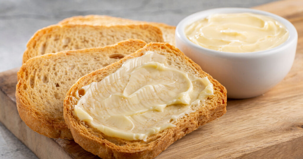 Healthy wholemeal toast with butter.