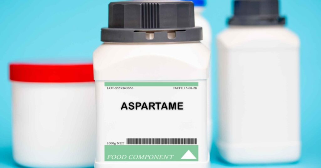 Aspartame is a low-calorie artificial sweetener that is approximately 200 times sweeter than sugar. It is commonly used in diet soft drinks, powdered form.