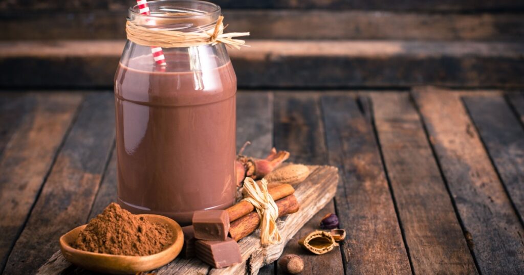 Chocolate milk in the jar