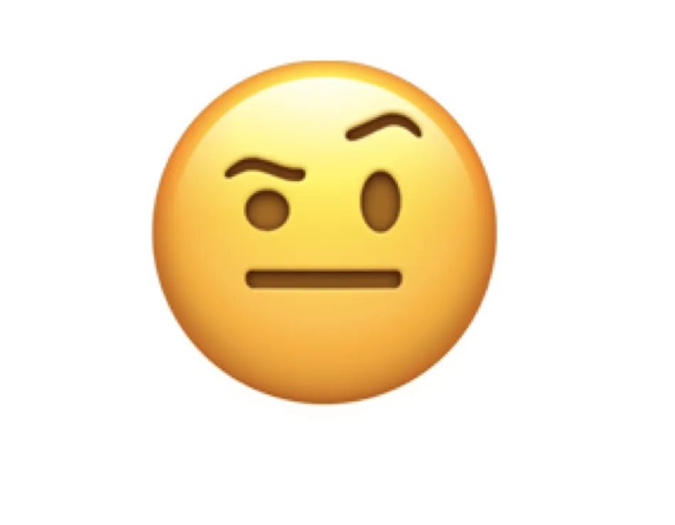 The "face with raised eyebrow" emoji