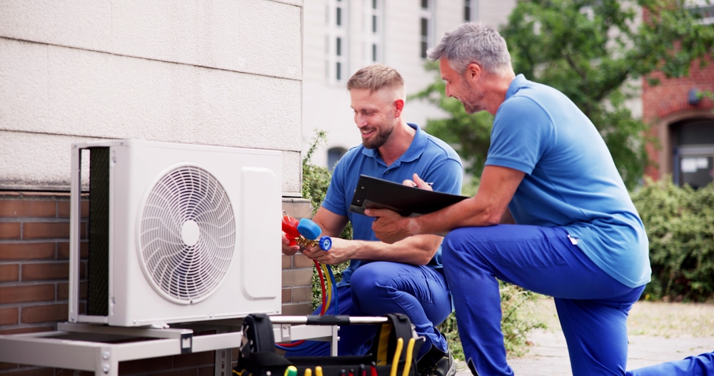Industrial Air Conditioning Technician. HVAC Cooling System Repair
