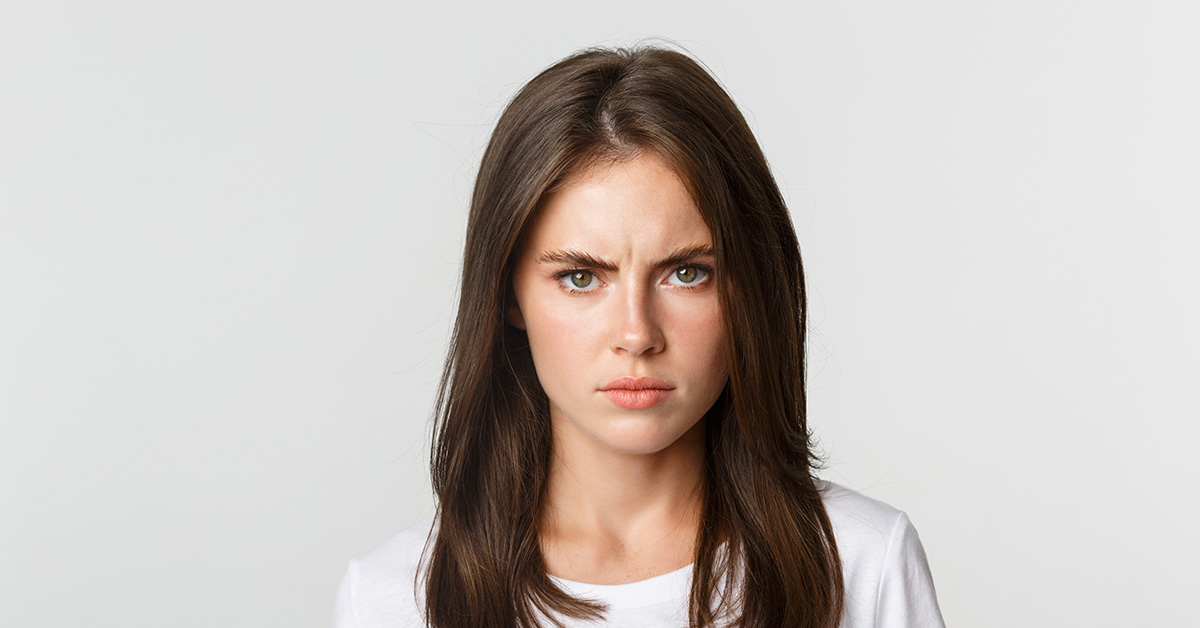 angry brunette woman