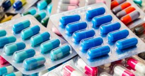 various blister packs of medication antibiotics