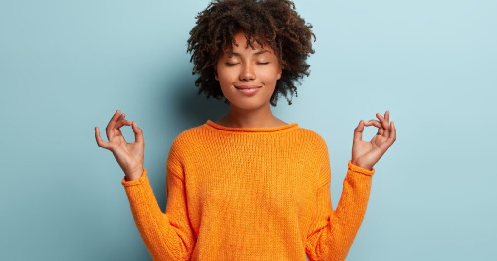 Mindful peaceful Afro American