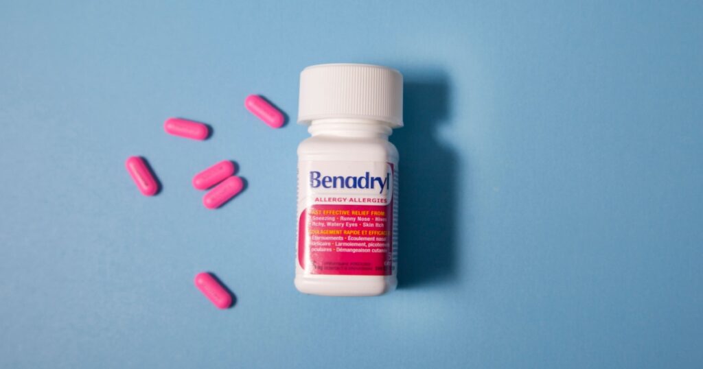 Halifax, Canada- June 1, 2019: Benadryl is a drug that helps with allergies