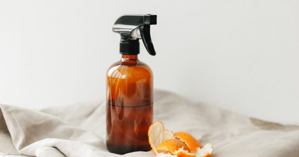 Zero waste natural home cleaner, orange peel infused vinegar for all purpose cleaning.