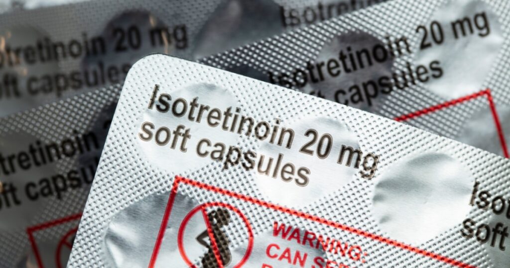 Packs of isotretinoin or roaccutane tablets used to treat severe acne