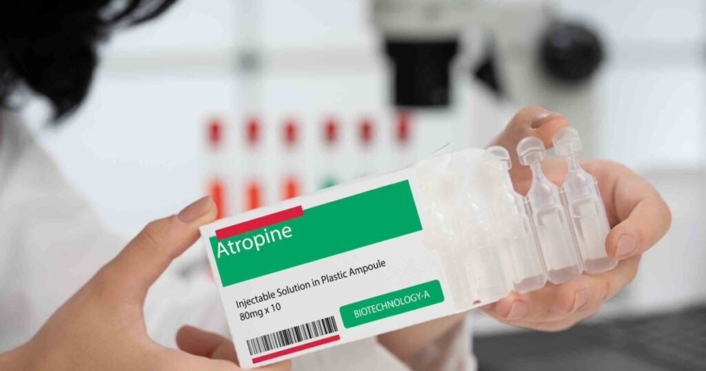 Atropine: Anticholinergic drug used to increase heart rate and dilate pupils in certain medical situations.