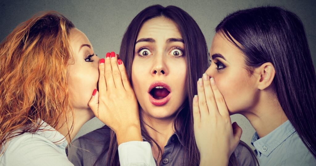 Three young women telling