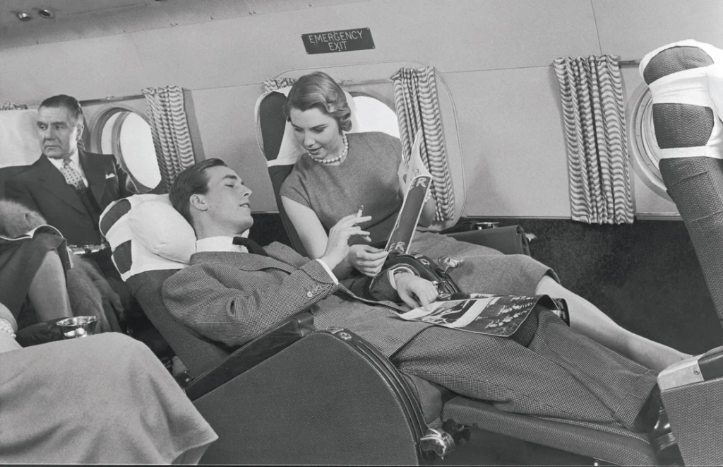 golden age of flying - A first-class 'Slumberette' on a Lockheed Constellation, in the early 1950s