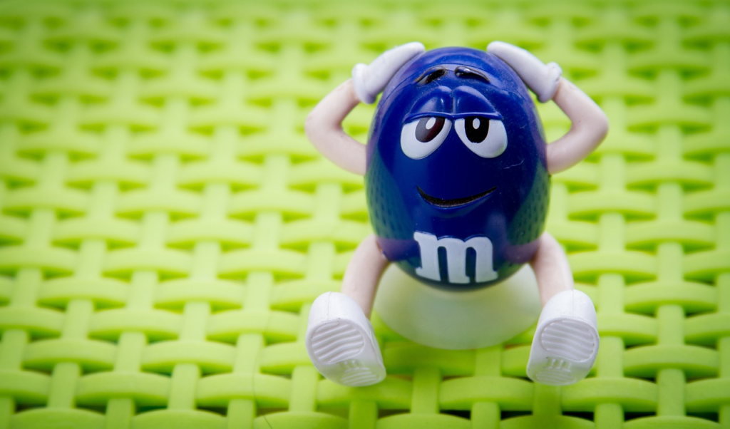 stressed out M&M figurine