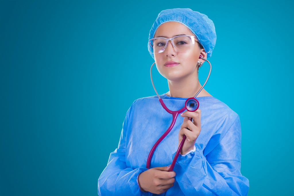nurse holding a stethoscope 