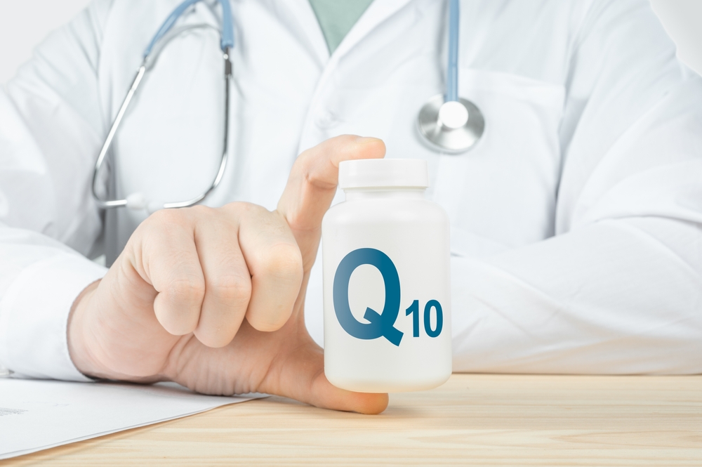 Q10, Coenzyme, COQ10 supplements for human health. Doctor recommends taking COQ10. doctor talks about Benefits of Q10, copper. Essential vitamins and minerals for humans. Coenzyme q10 Health Concept.
