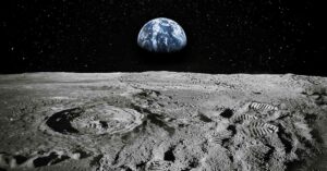 Earth seen from the surface of the moon
