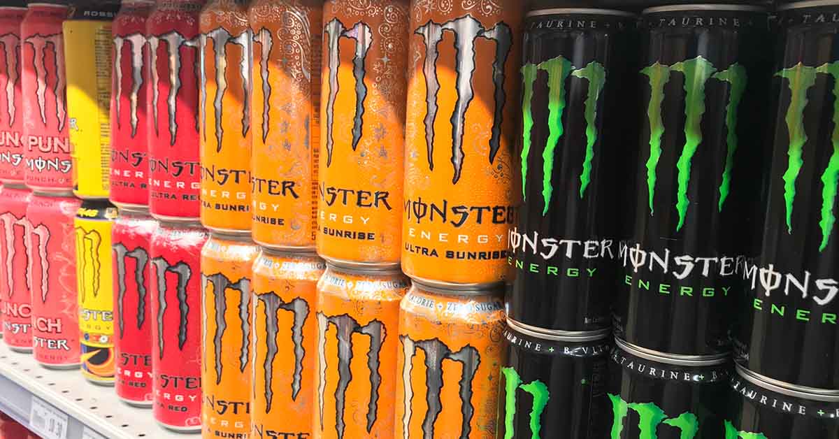 Monster Energy Drinks on shelf