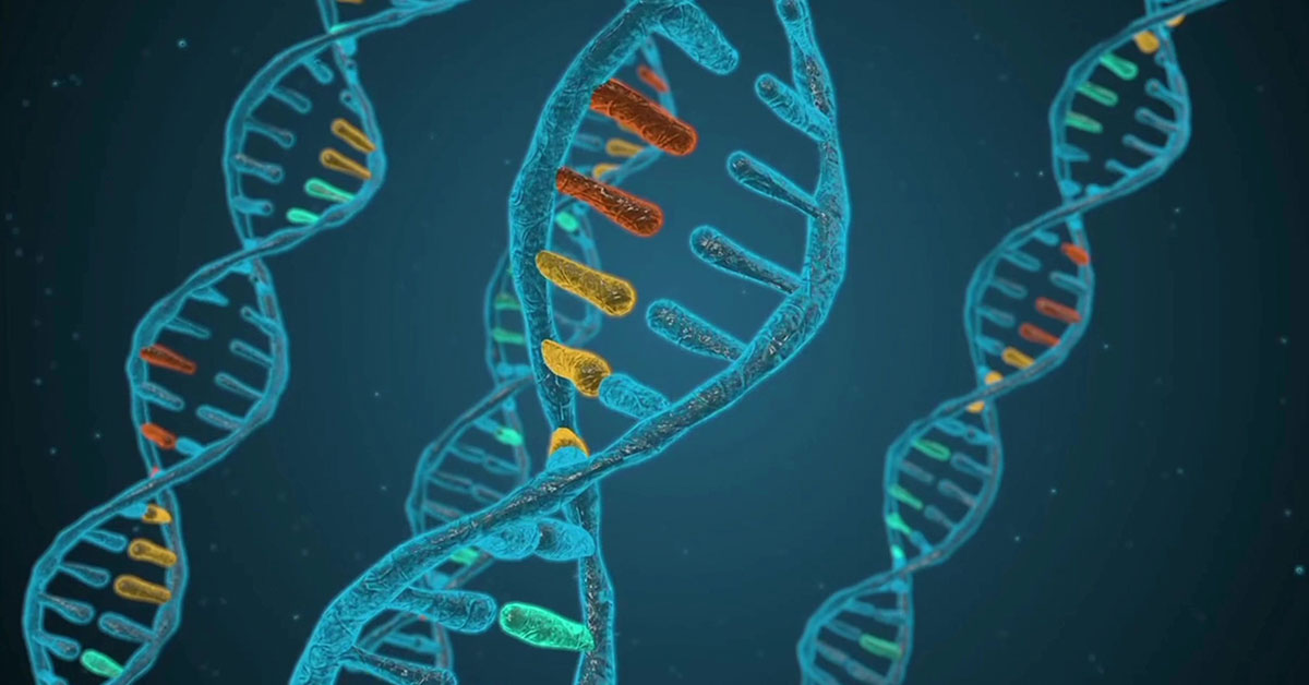 3d rendering double helix DNA genetics