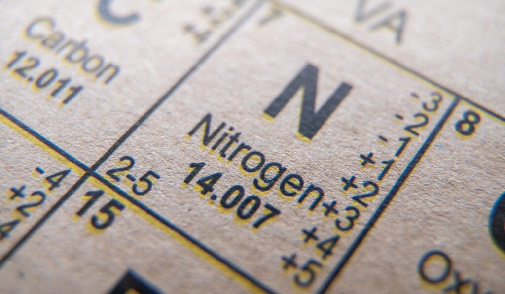 Nitrogen on the periodic table of elements 