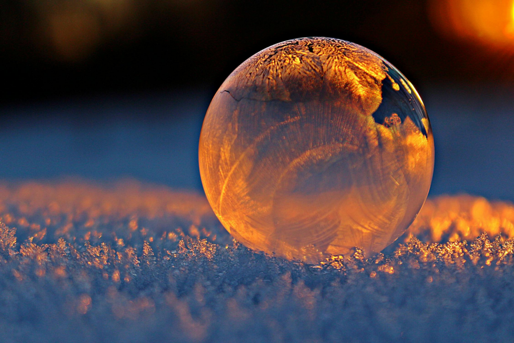 Glass sphere on the ground