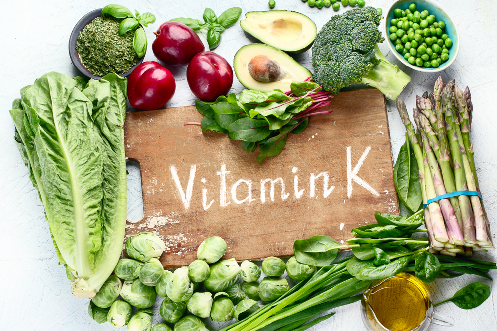 Foods rich in vitamin K. Top view