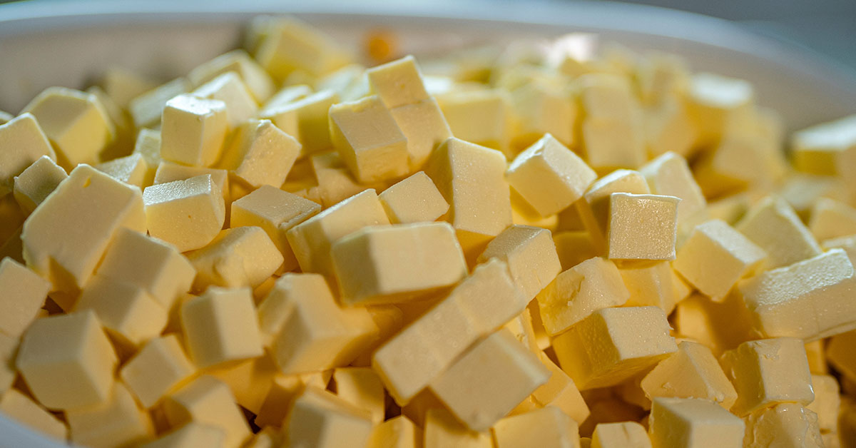 mound of cubed butter