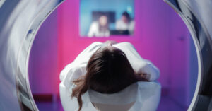 People Are Shocked MRI of Woman's Face After Years of Fillers woman in an MRI machine