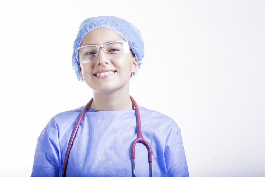 female doctor facing camera head on