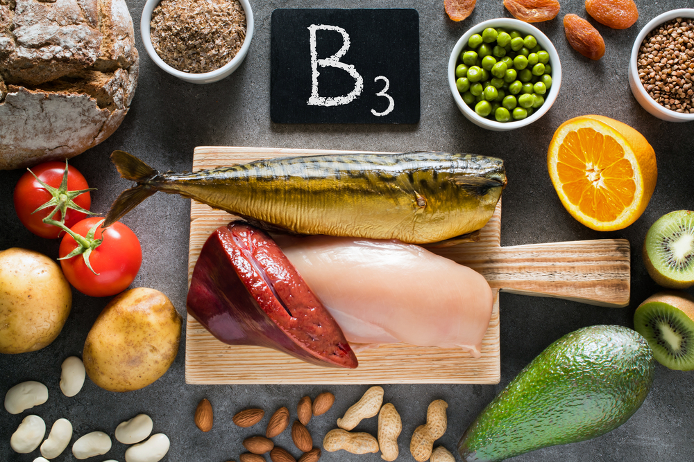 Foods Highest in Vitamin B2 (Riboflavin). Healthy food. Flat lay
