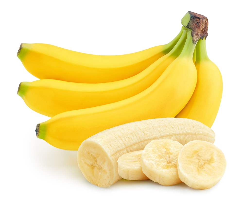 Banana. Banana isolated on white background. Banana fruit clipping path. Banana macro studio photo
