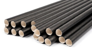 several black paper straws