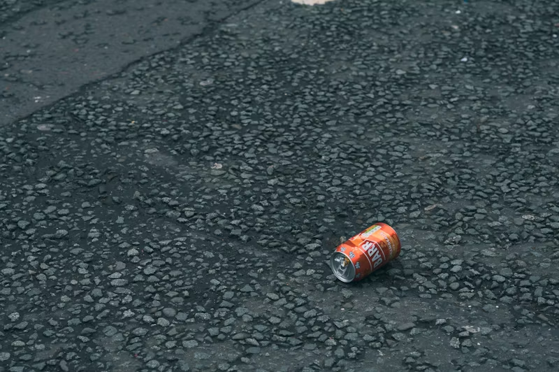 a soda can in the street