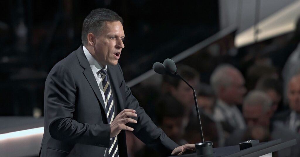 Peter Thiel giving speech