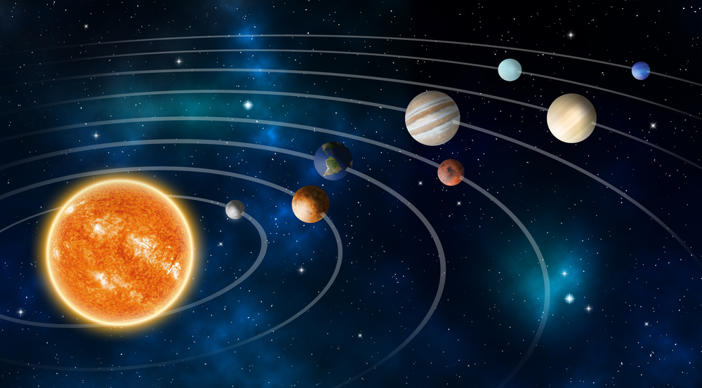 Solar system model, Elements of this image furnished by NASA.
