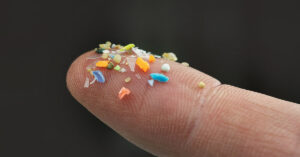 microplastics on tip of a human finger
