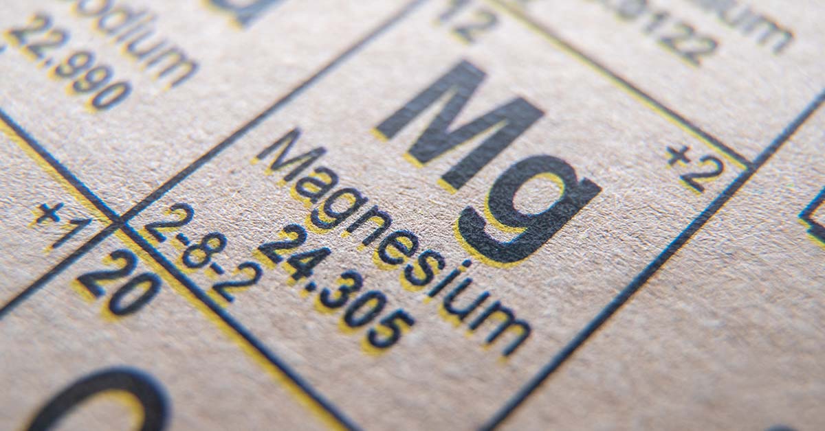 Magnesium on the periodic table of elements