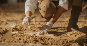 archeologist working at a dig site
