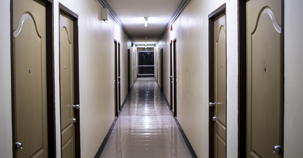 hallway in university dorm