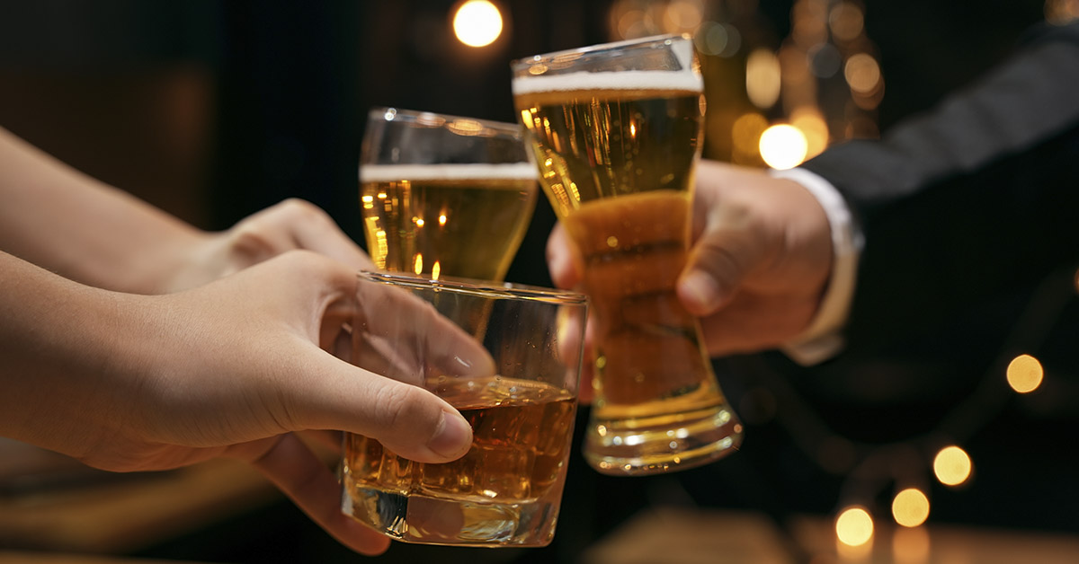Glasses filled with beer