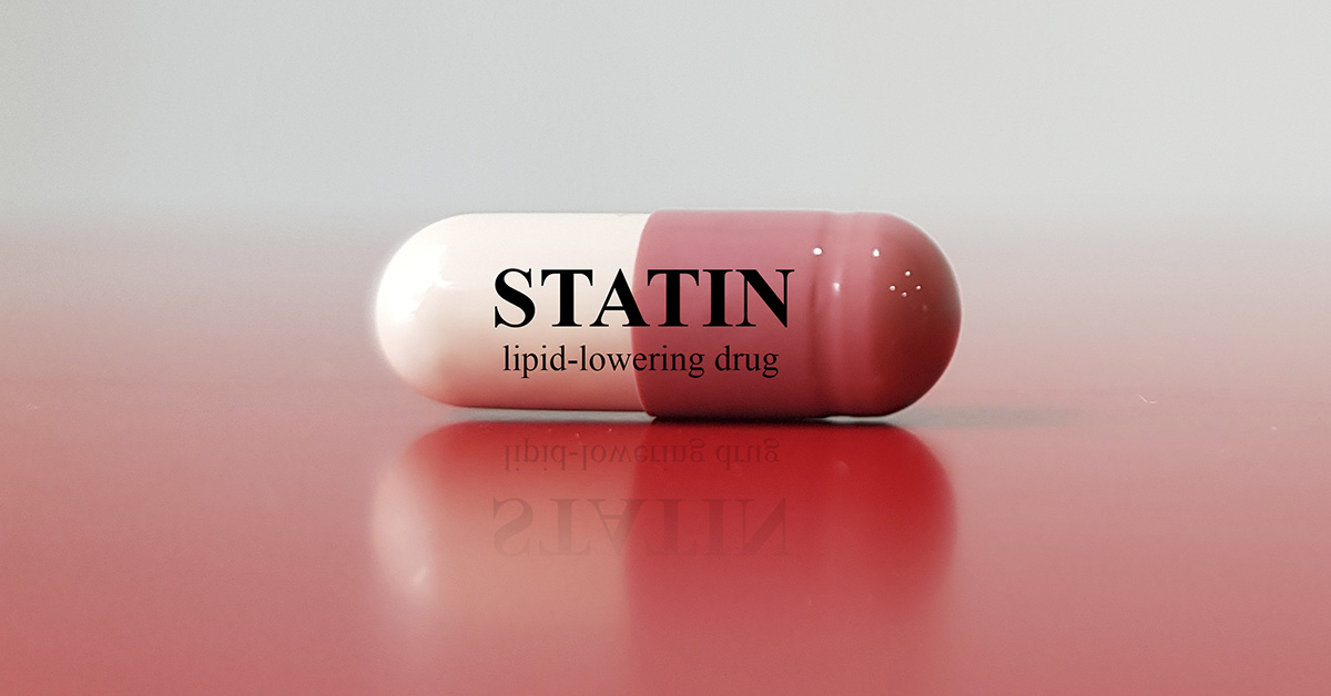 Pill labelled as a Statin. Statin cholesterol drug concept