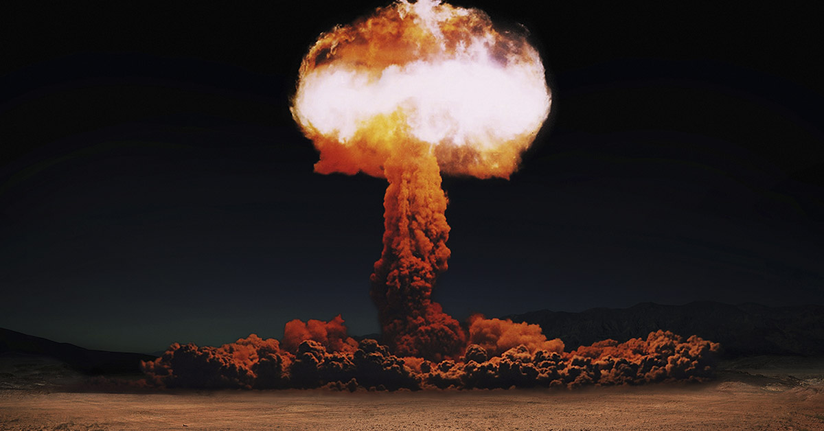 mushroom cloud from nuclear bomb explosion