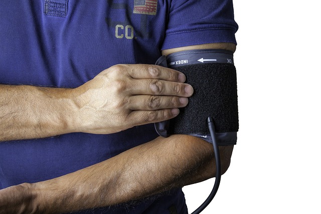 man testing blood pressure