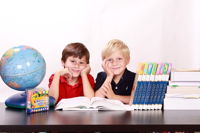 two boys studying