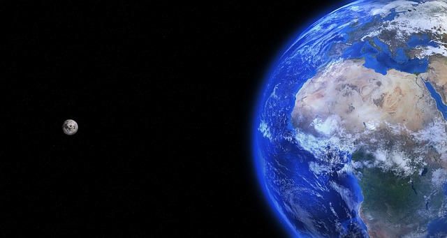 moon and earth