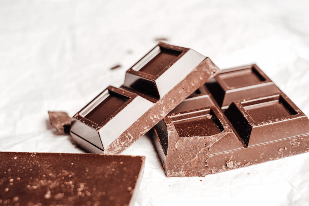 Brown Chocolate Bar on White Background