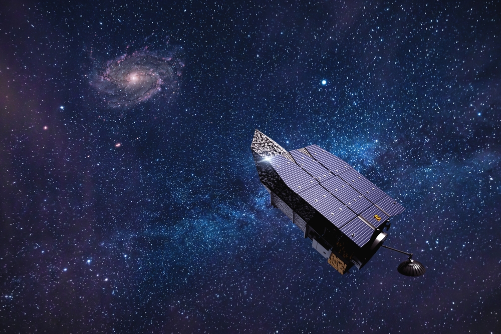 The "Nancy Grace Roman" Space Telescope is a NASA infrared space telescope. Artist view. Elements of this image furnished by NASA